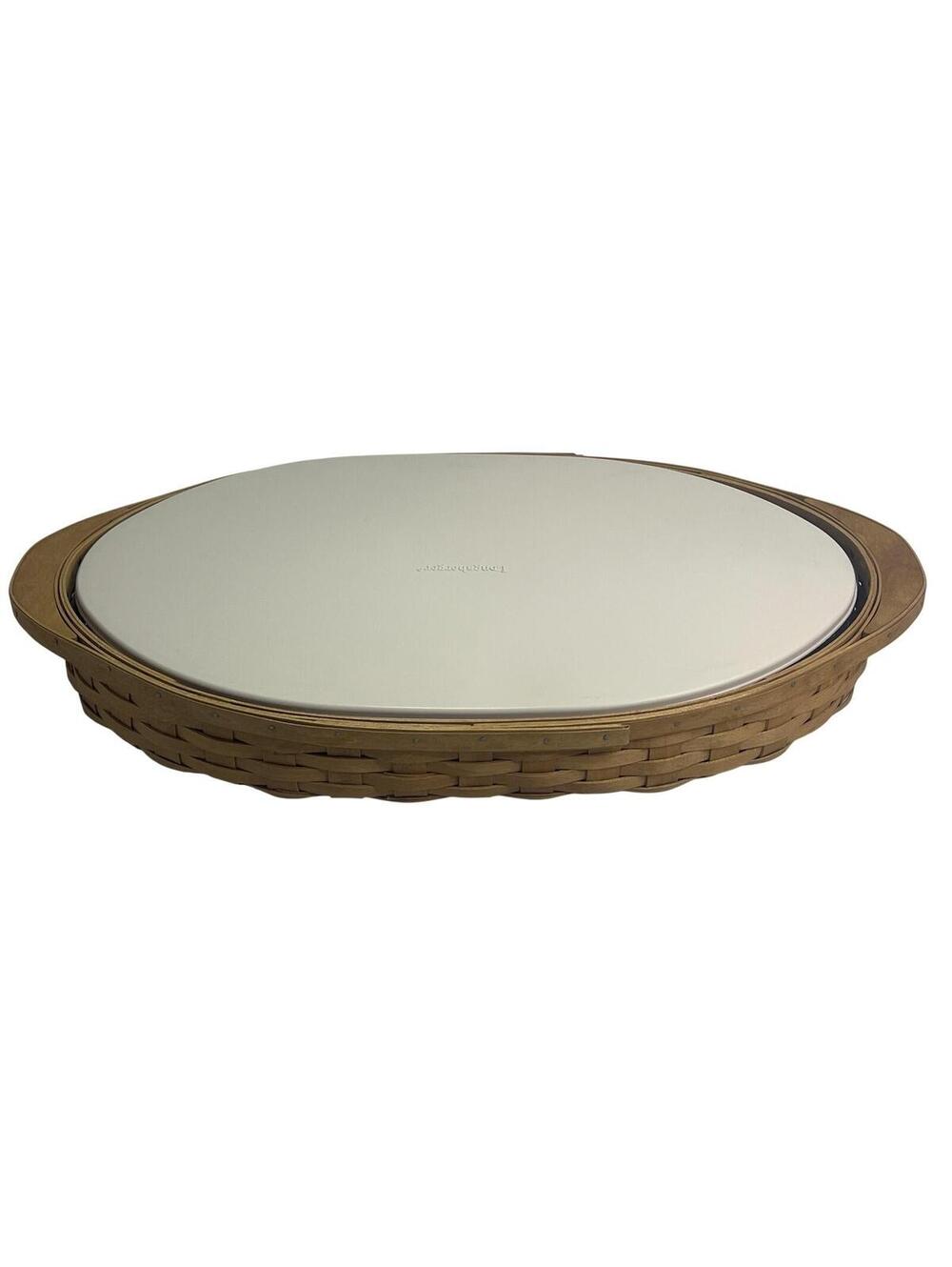 Longaberger Large Oval Storage Basket Lid Plastic Divided Protector USA Brown